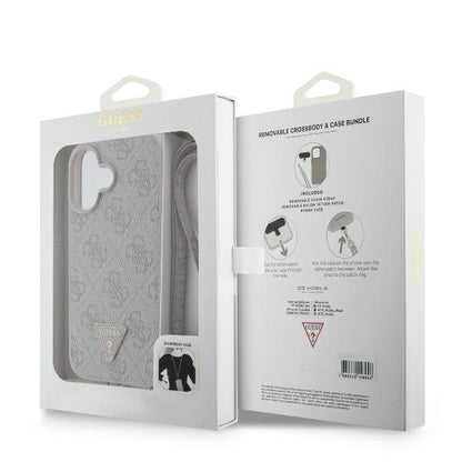 Deksel for Apple iPhone 16, Guess, Crossbody 4G Triangle Strass, Blå