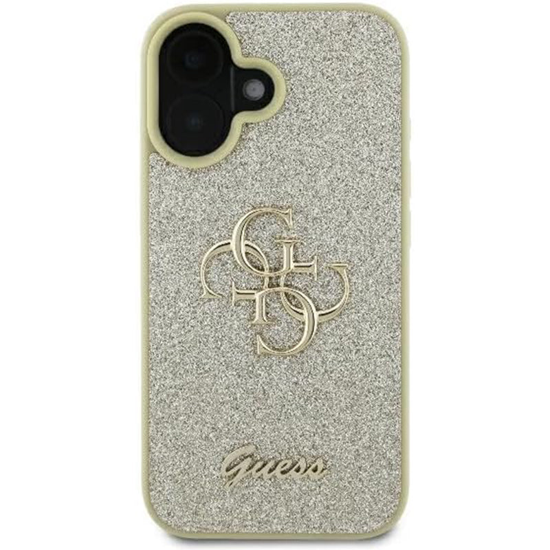Deksel for Apple iPhone 16, Guess, Fixed Glitter Big 4G, Gull