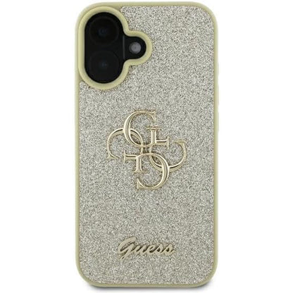 Deksel for Apple iPhone 16, Guess, Fixed Glitter Big 4G, Gull