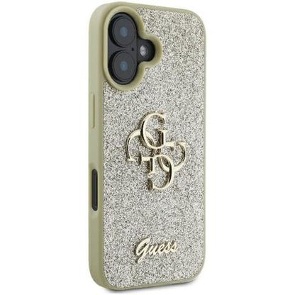 Deksel for Apple iPhone 16, Guess, Fixed Glitter Big 4G, Gull