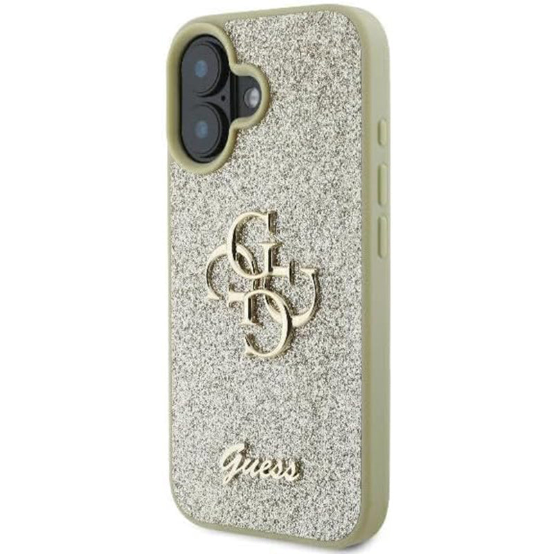 Deksel for Apple iPhone 16, Guess, Fixed Glitter Big 4G, Gull