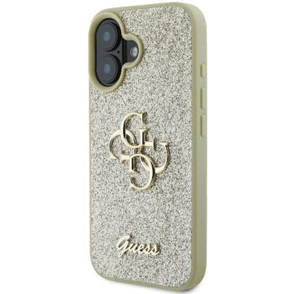 Deksel for Apple iPhone 16, Guess, Fixed Glitter Big 4G, Gull