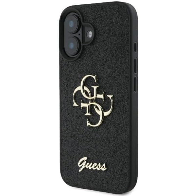 Deksel for Apple iPhone 16, Guess, Fixed Glitter Big 4G, Svart
