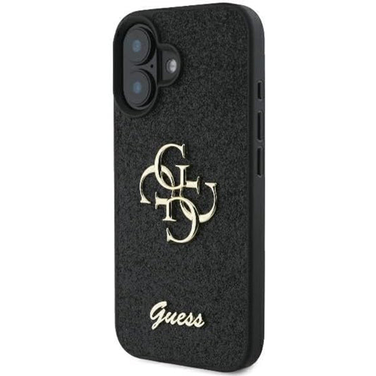 Deksel for Apple iPhone 16, Guess, Fixed Glitter Big 4G, Svart