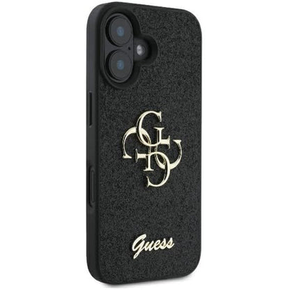 Deksel for Apple iPhone 16, Guess, Fixed Glitter Big 4G, Svart
