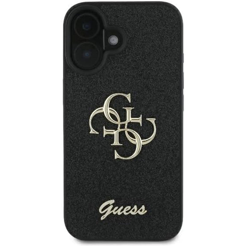 Deksel for Apple iPhone 16, Guess, Fixed Glitter Big 4G, Svart