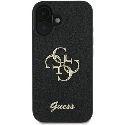 Deksel for Apple iPhone 16, Guess, Fixed Glitter Big 4G, Svart