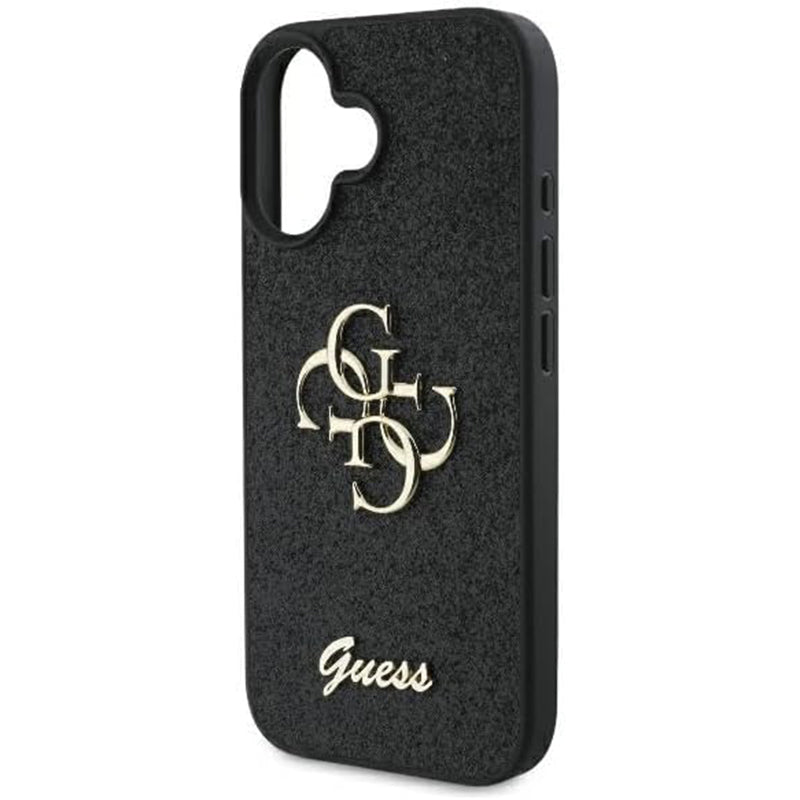 Deksel for Apple iPhone 16, Guess, Fixed Glitter Big 4G, Svart