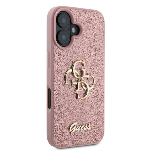 Deksel for Apple iPhone 16, Guess, Fixed Glitter Big 4G, Rosa