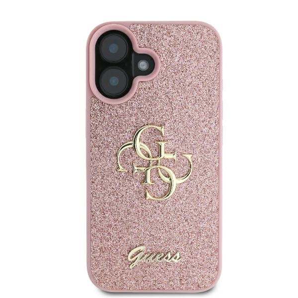Deksel for Apple iPhone 16, Guess, Fixed Glitter Big 4G, Rosa