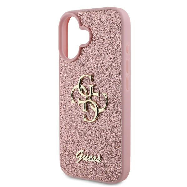 Deksel for Apple iPhone 16, Guess, Fixed Glitter Big 4G, Rosa