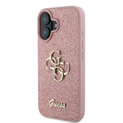 Deksel for Apple iPhone 16, Guess, Fixed Glitter Big 4G, Rosa