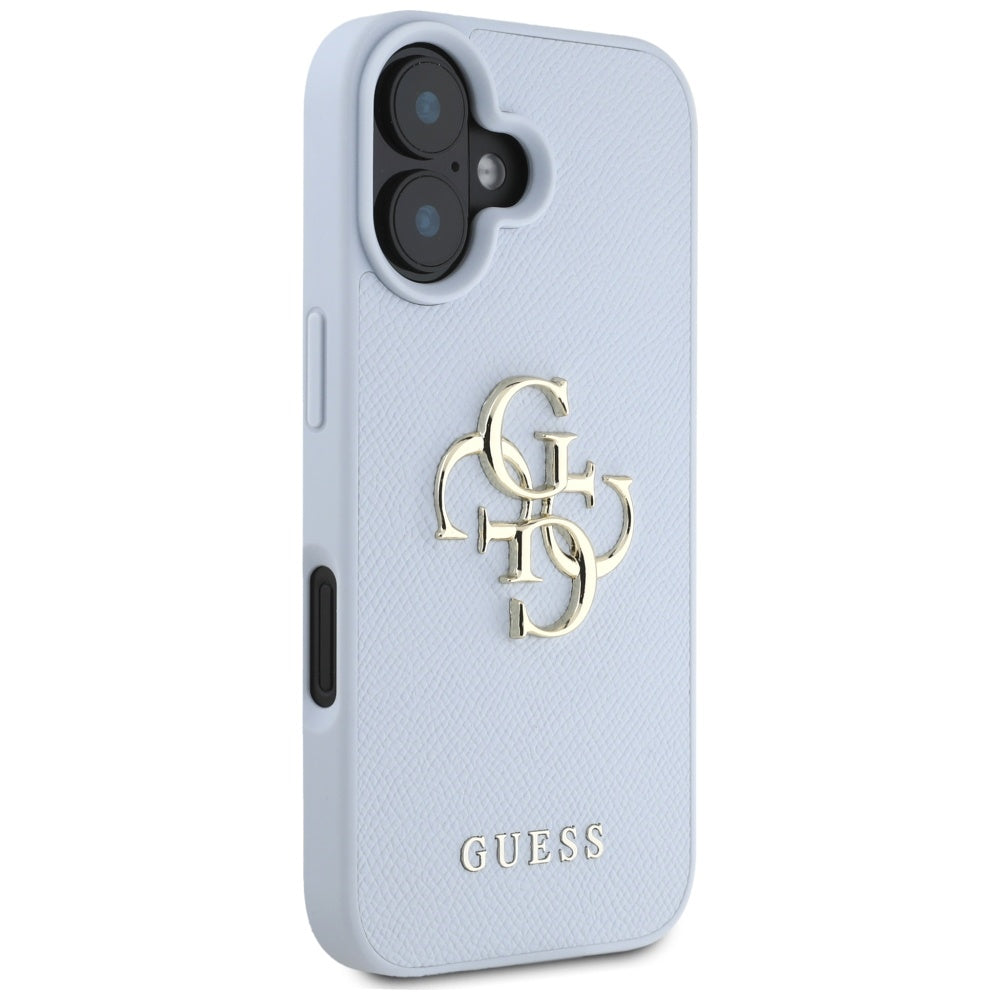 Deksel for Apple iPhone 16, Guess, Grained Big 4G Logo Small Classic Logo, Blå