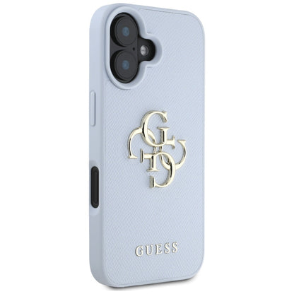 Deksel for Apple iPhone 16, Guess, Grained Big 4G Logo Small Classic Logo, Blå