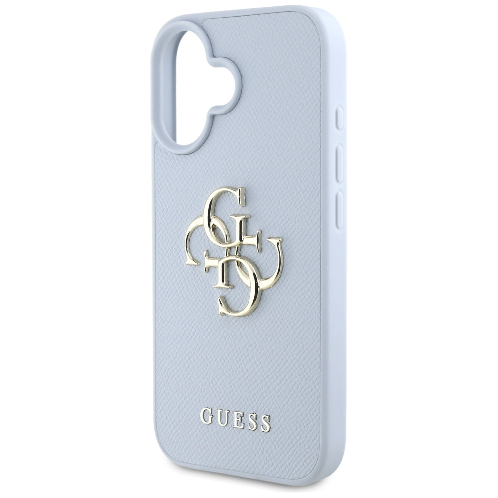 Deksel for Apple iPhone 16, Guess, Grained Big 4G Logo Small Classic Logo, Blå