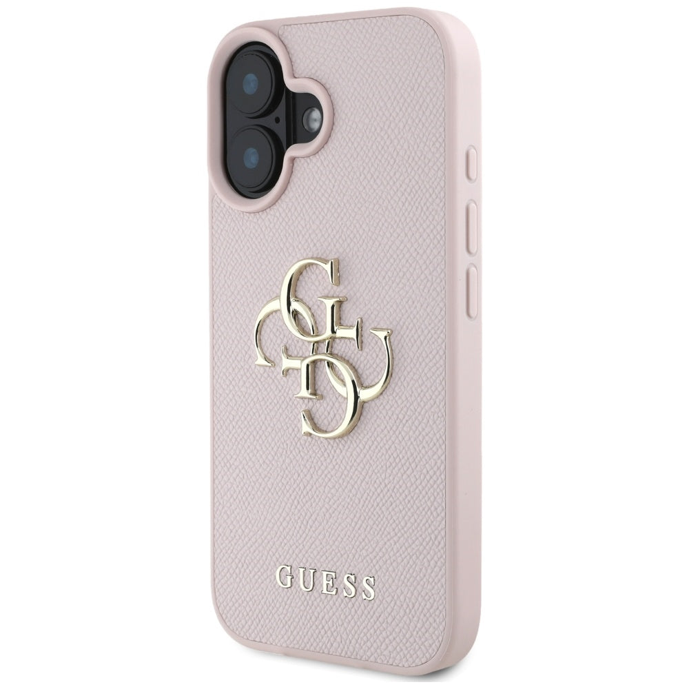 Deksel for Apple iPhone 16, Guess, Grained Big 4G Logo Small Classic Logo, Rosa