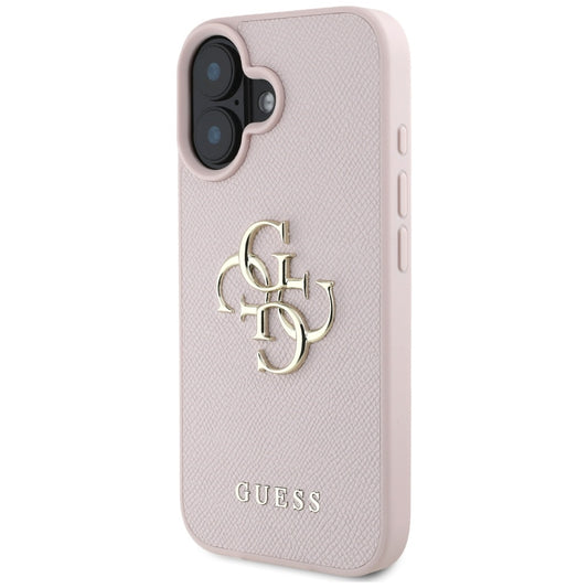 Deksel for Apple iPhone 16, Guess, Grained Big 4G Logo Small Classic Logo, Rosa