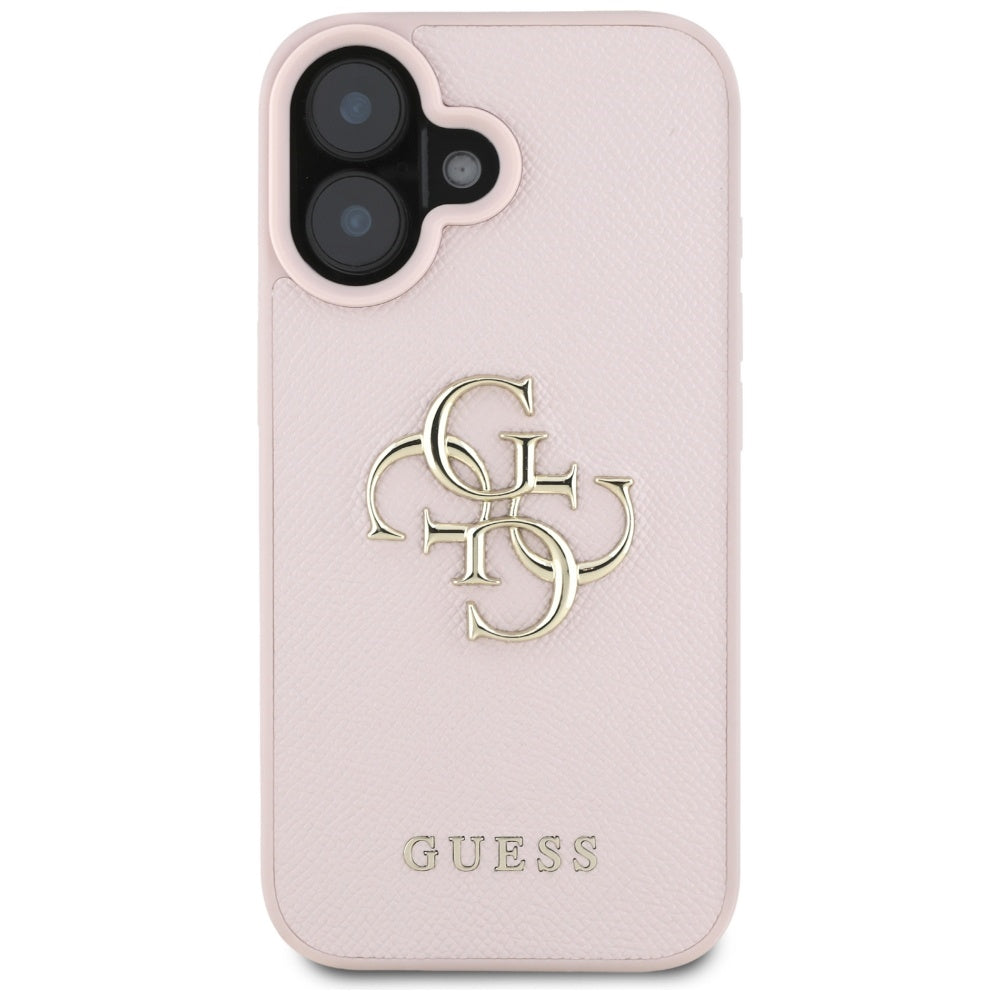 Deksel for Apple iPhone 16, Guess, Grained Big 4G Logo Small Classic Logo, Rosa