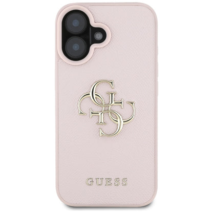 Deksel for Apple iPhone 16, Guess, Grained Big 4G Logo Small Classic Logo, Rosa