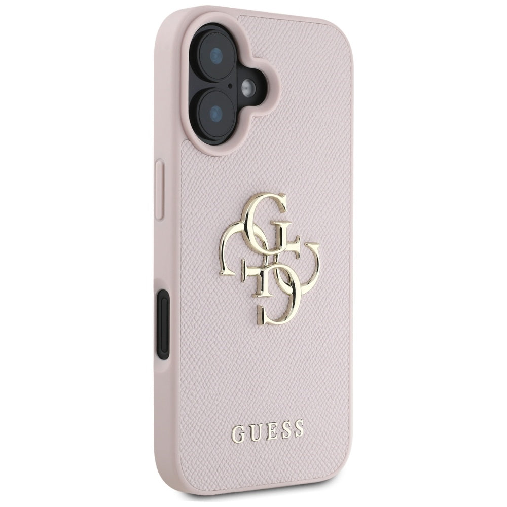 Deksel for Apple iPhone 16, Guess, Grained Big 4G Logo Small Classic Logo, Rosa