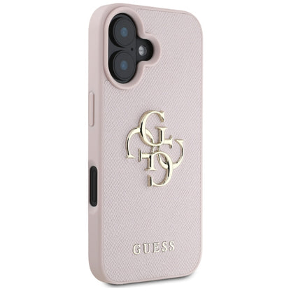 Deksel for Apple iPhone 16, Guess, Grained Big 4G Logo Small Classic Logo, Rosa