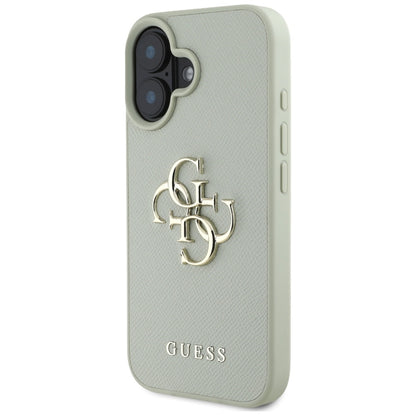 Deksel for Apple iPhone 16, Guess, Grained Big 4G Logo Small Classic Logo, Grønn