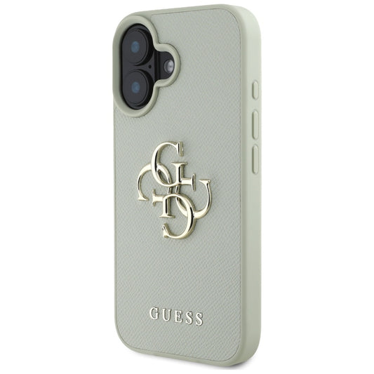Deksel for Apple iPhone 16, Guess, Grained Big 4G Logo Small Classic Logo, Grønn
