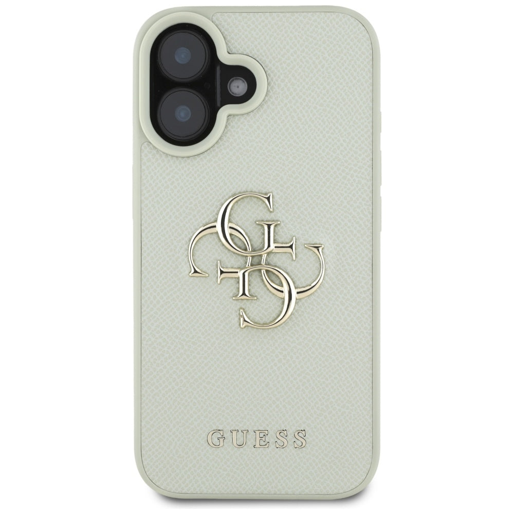Deksel for Apple iPhone 16, Guess, Grained Big 4G Logo Small Classic Logo, Grønn