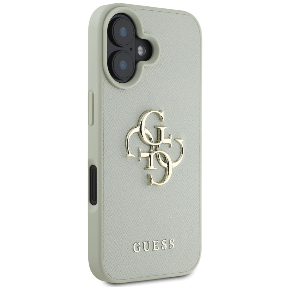 Deksel for Apple iPhone 16, Guess, Grained Big 4G Logo Small Classic Logo, Grønn