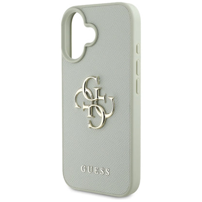 Deksel for Apple iPhone 16, Guess, Grained Big 4G Logo Small Classic Logo, Grønn