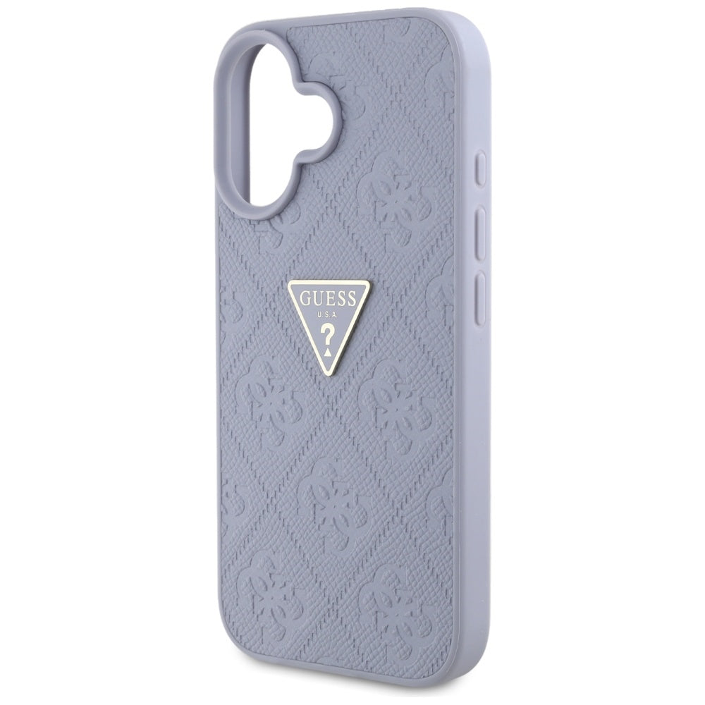 Deksel for Apple iPhone 16, Guess, Hot Stamp 4G Pattern Triangle Logo, Lys Lilla