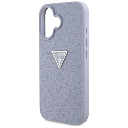 Deksel for Apple iPhone 16, Guess, Hot Stamp 4G Pattern Triangle Logo, Lys Lilla