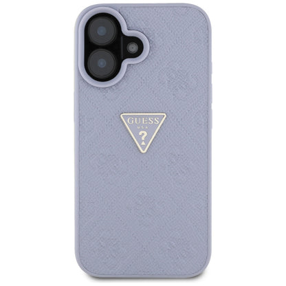 Deksel for Apple iPhone 16, Guess, Hot Stamp 4G Pattern Triangle Logo, Lys Lilla