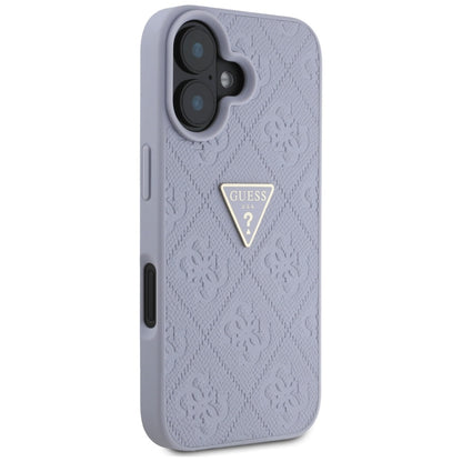 Deksel for Apple iPhone 16, Guess, Hot Stamp 4G Pattern Triangle Logo, Lys Lilla