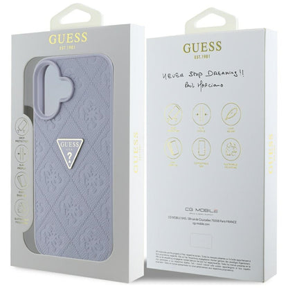 Deksel for Apple iPhone 16, Guess, Hot Stamp 4G Pattern Triangle Logo, Lys Lilla