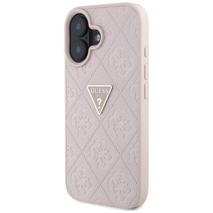 Deksel for Apple iPhone 16, Guess, Hot Stamp 4G Pattern Triangle Logo, Rosa