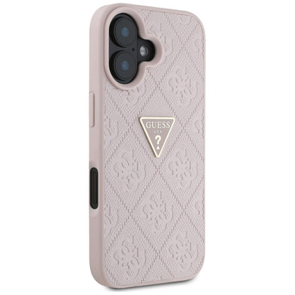 Deksel for Apple iPhone 16, Guess, Hot Stamp 4G Pattern Triangle Logo, Rosa