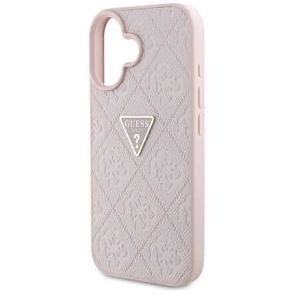 Deksel for Apple iPhone 16, Guess, Hot Stamp 4G Pattern Triangle Logo, Rosa