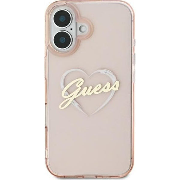 Deksel for Apple iPhone 16, Guess, IML Heart, Rosa