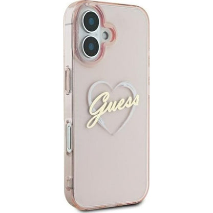 Deksel for Apple iPhone 16, Guess, IML Heart, Rosa