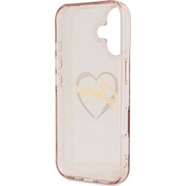 Deksel for Apple iPhone 16, Guess, IML Heart, Rosa
