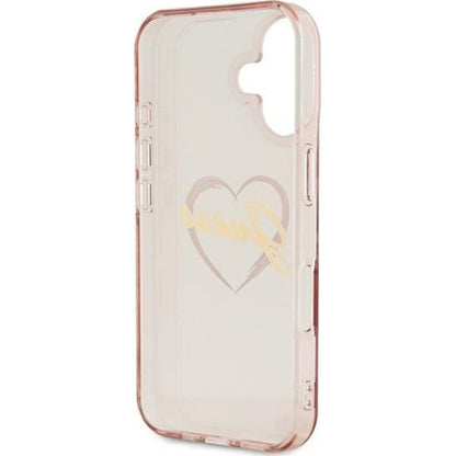 Deksel for Apple iPhone 16, Guess, IML Heart, Rosa