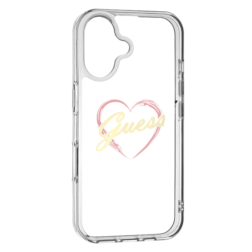 Deksel for Apple iPhone 16, Guess, IML Heart, Gjennomsiktig