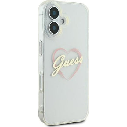 Deksel for Apple iPhone 16, Guess, IML Heart, Gjennomsiktig
