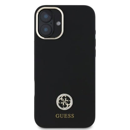 Deksel for Apple iPhone 16, Guess, Logo Strass 4G, Svart