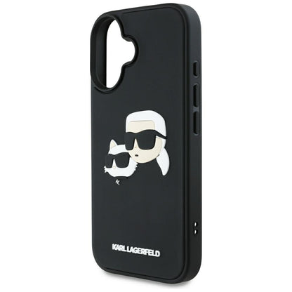 Deksel for Apple iPhone 16, Karl Lagerfeld, 3D Rubber Karl & Choupette, Svart