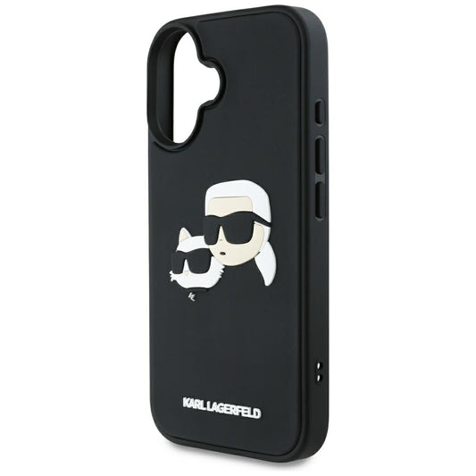 Deksel for Apple iPhone 16, Karl Lagerfeld, 3D Rubber Karl & Choupette, Svart