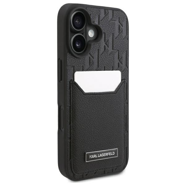 Deksel for Apple iPhone 16, Karl Lagerfeld, Cardslots Monogram, Svart