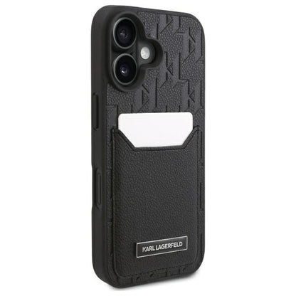 Deksel for Apple iPhone 16, Karl Lagerfeld, Cardslots Monogram, Svart