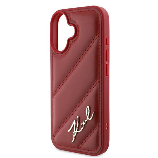 Deksel for Apple iPhone 16, Karl Lagerfeld, Diagonal Quilted Script, Rosie